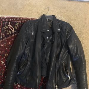 Muubaa gray leather Moto jacket size 8